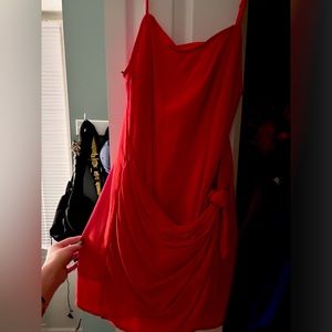 Red coral color tie dress